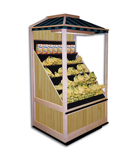 Bamboo Stepped Banana Display with Canopy 36"L x 36"W x 78"H